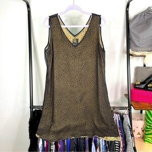 Dana B & Karen Layered Sheer Silk Leopard Dress